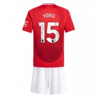 Manchester United Leny Yoro #15 Fußballbekleidung Heimtrikot Kinder 2024-25 Kurzarm (+ kurze hosen)